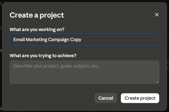 Once you've clicked on New Project, give it a name then 'Create Project'